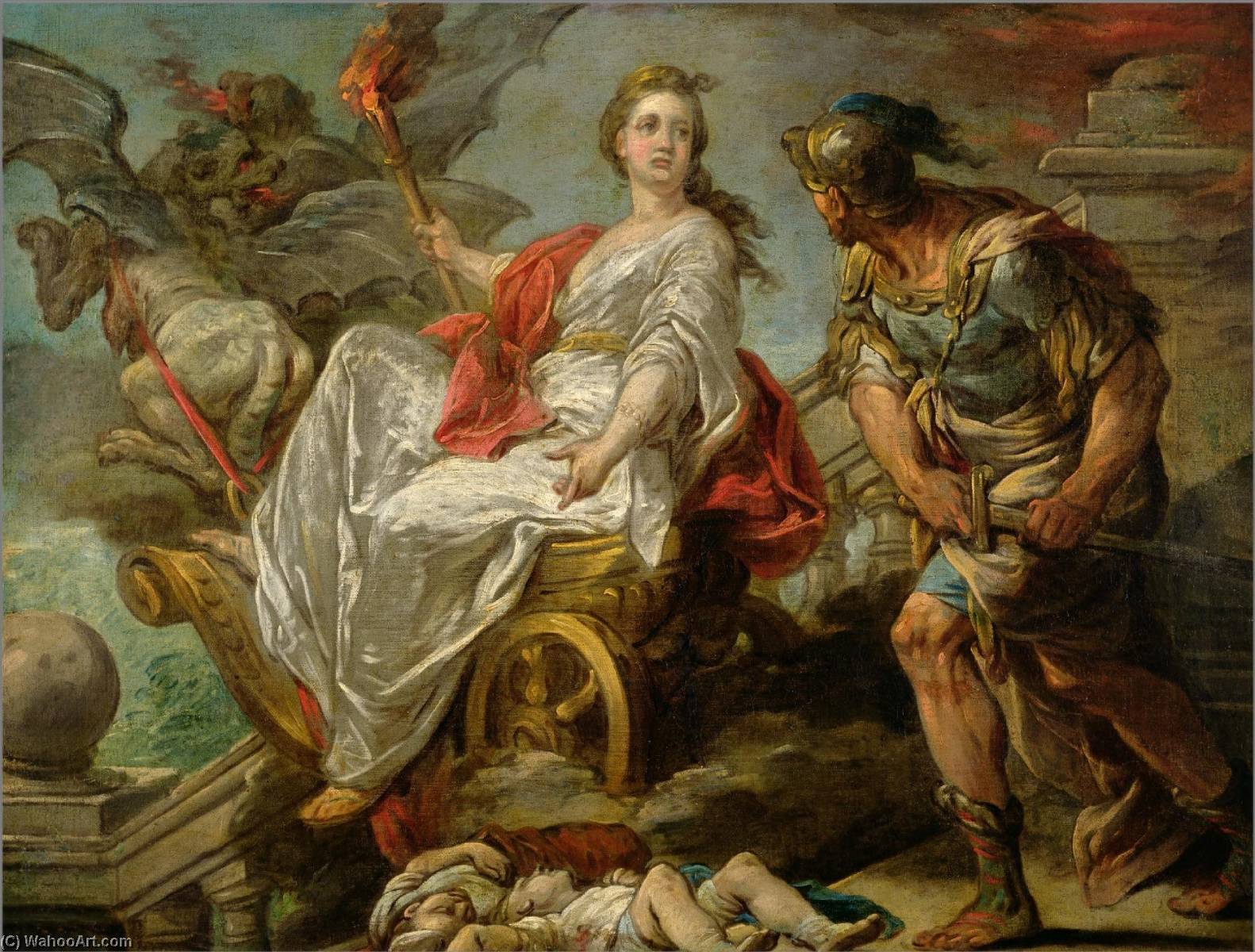 Wikioo.org - The Encyclopedia of Fine Arts - Painting, Artwork by Charles-André Van Loo (Carle Van Loo) - Mademoiselle Clairon as Medea (study)