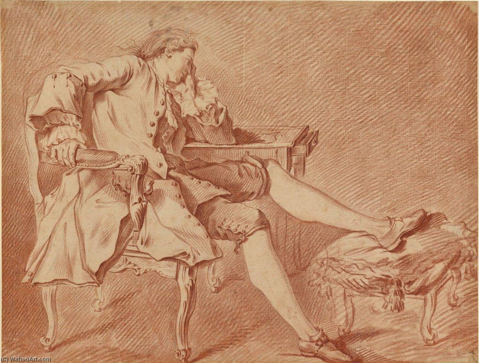 WikiOO.org - Enciklopedija likovnih umjetnosti - Slikarstvo, umjetnička djela Charles-André Van Loo (Carle Van Loo) - Gentleman Lounging in a Chair