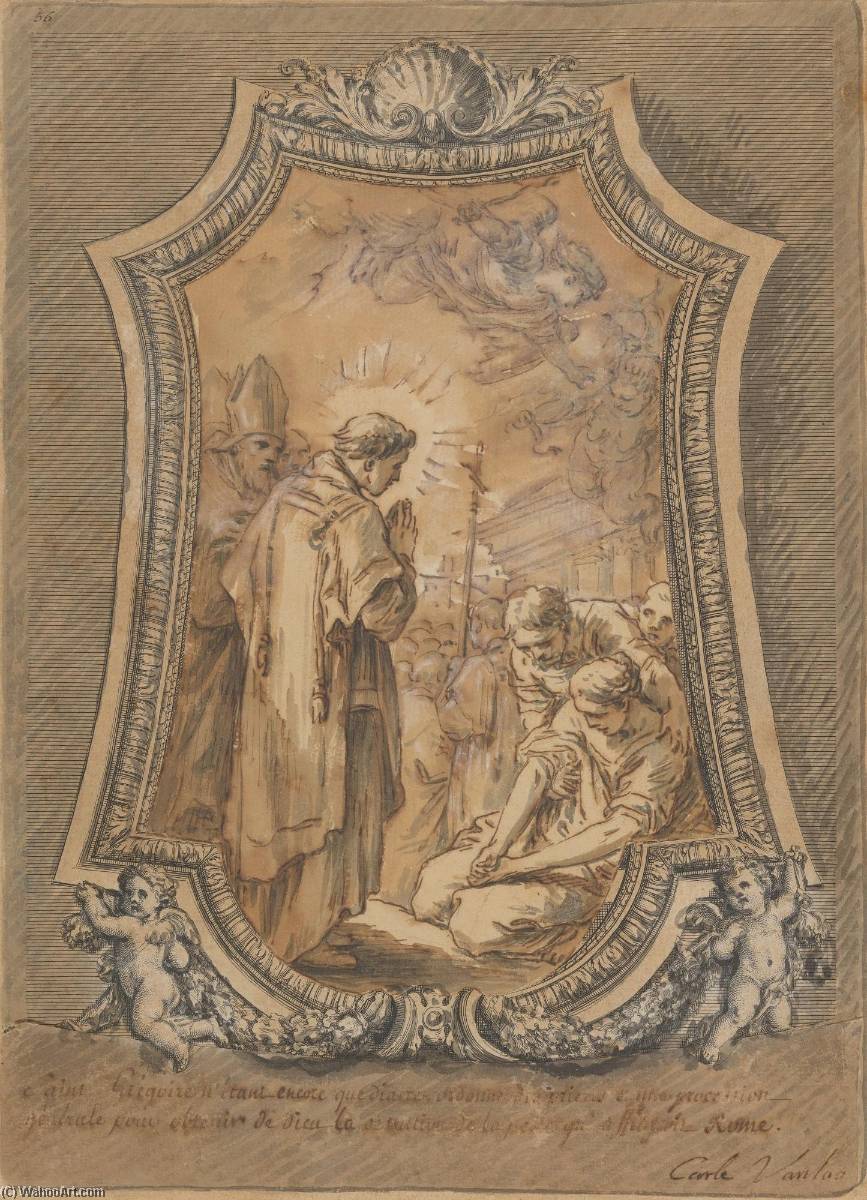 WikiOO.org - Encyclopedia of Fine Arts - Lukisan, Artwork Charles-André Van Loo (Carle Van Loo) - Life of St Gregory Saint Gregory as Deacon Directing Prayers and Processions for the Cessation of the Plague