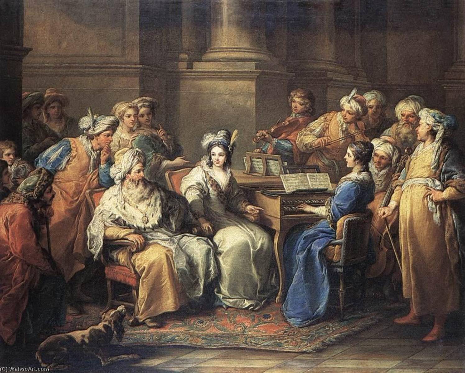 Wikioo.org - The Encyclopedia of Fine Arts - Painting, Artwork by Charles-André Van Loo (Carle Van Loo) - The Grand Turk Giving a Concert to his Mistress
