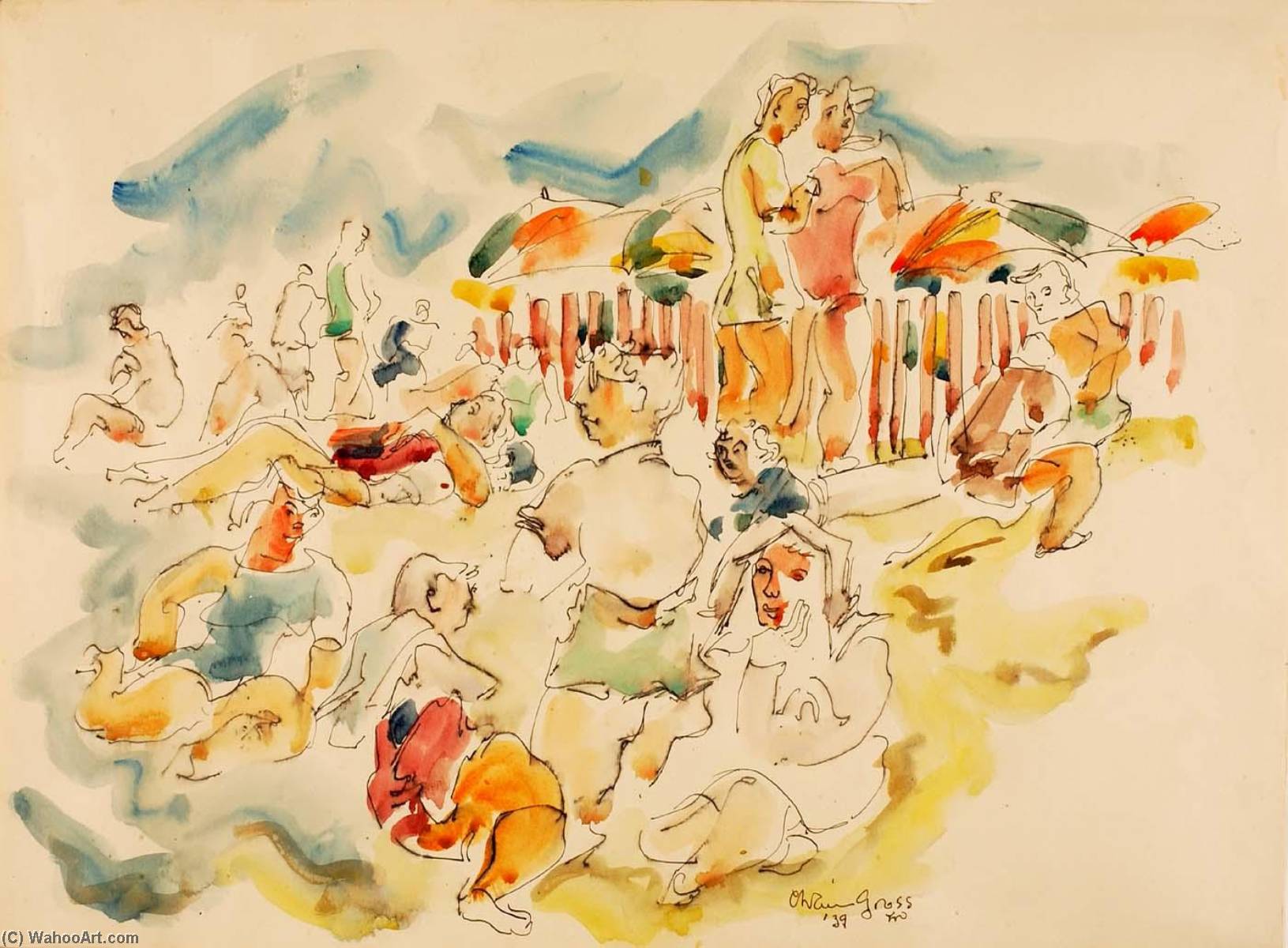 WikiOO.org - Encyclopedia of Fine Arts - Lukisan, Artwork Chaim Gross - Beach Coney Island