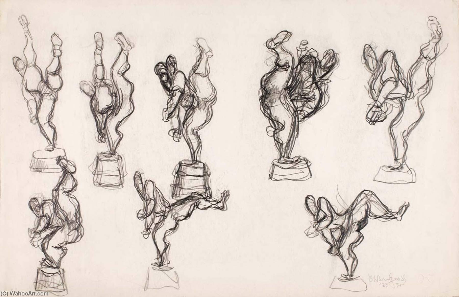 Wikioo.org - The Encyclopedia of Fine Arts - Painting, Artwork by Chaim Gross - Pitcher (study for sculpture)