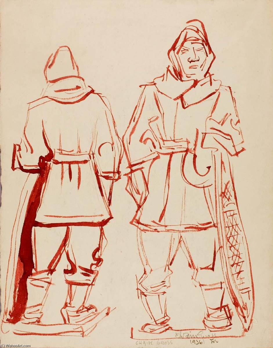 Wikioo.org - The Encyclopedia of Fine Arts - Painting, Artwork by Chaim Gross - Alaskan Snowshoe Mail Carrier (sketch relating to sculpture, U.S. Post Office Building, Washington, DC)
