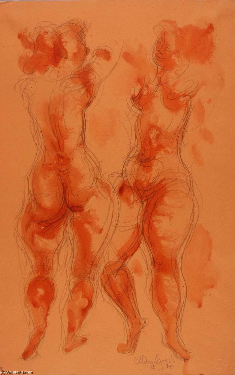 WikiOO.org - Encyclopedia of Fine Arts - Lukisan, Artwork Chaim Gross - Untitled (2 female nudes)