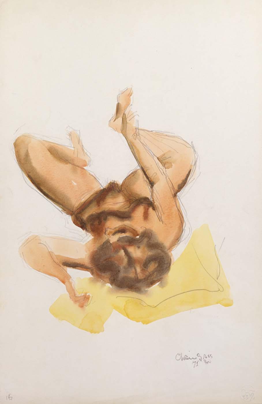 Wikioo.org - The Encyclopedia of Fine Arts - Painting, Artwork by Chaim Gross - Untitled (reclining nude grasping ankle)