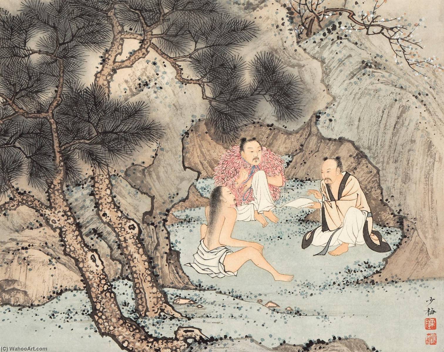 Wikioo.org - The Encyclopedia of Fine Arts - Painting, Artwork by Chen Shaomei - THREE IMMORTALS