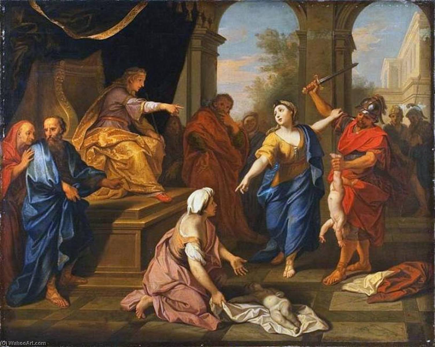 Wikioo.org - The Encyclopedia of Fine Arts - Painting, Artwork by Louis De Boulogne The Younger - The Judgement of Solomon