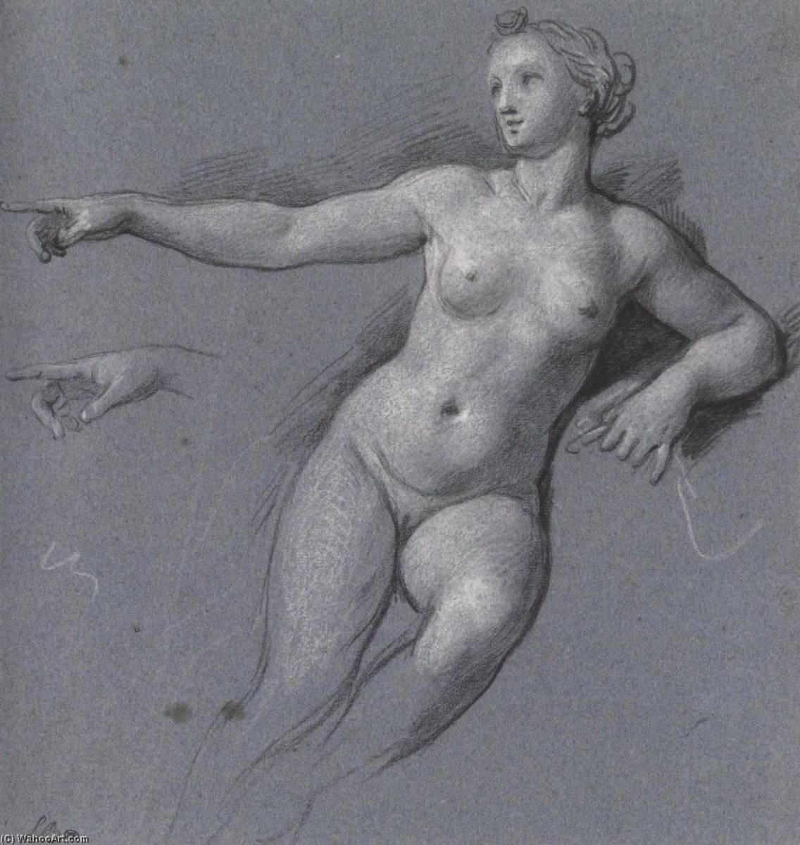 WikiOO.org - Enciklopedija likovnih umjetnosti - Slikarstvo, umjetnička djela Louis De Boulogne The Younger - Naked Youman Pointing her Finger