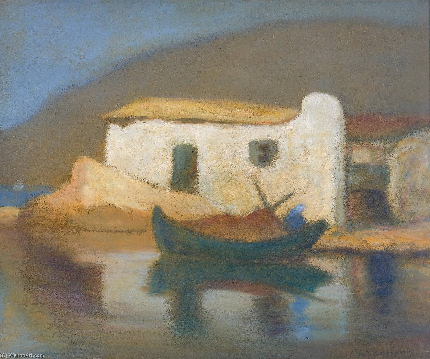 Wikioo.org - The Encyclopedia of Fine Arts - Painting, Artwork by Michalis Economou - The House that he dreams of (Hydra)