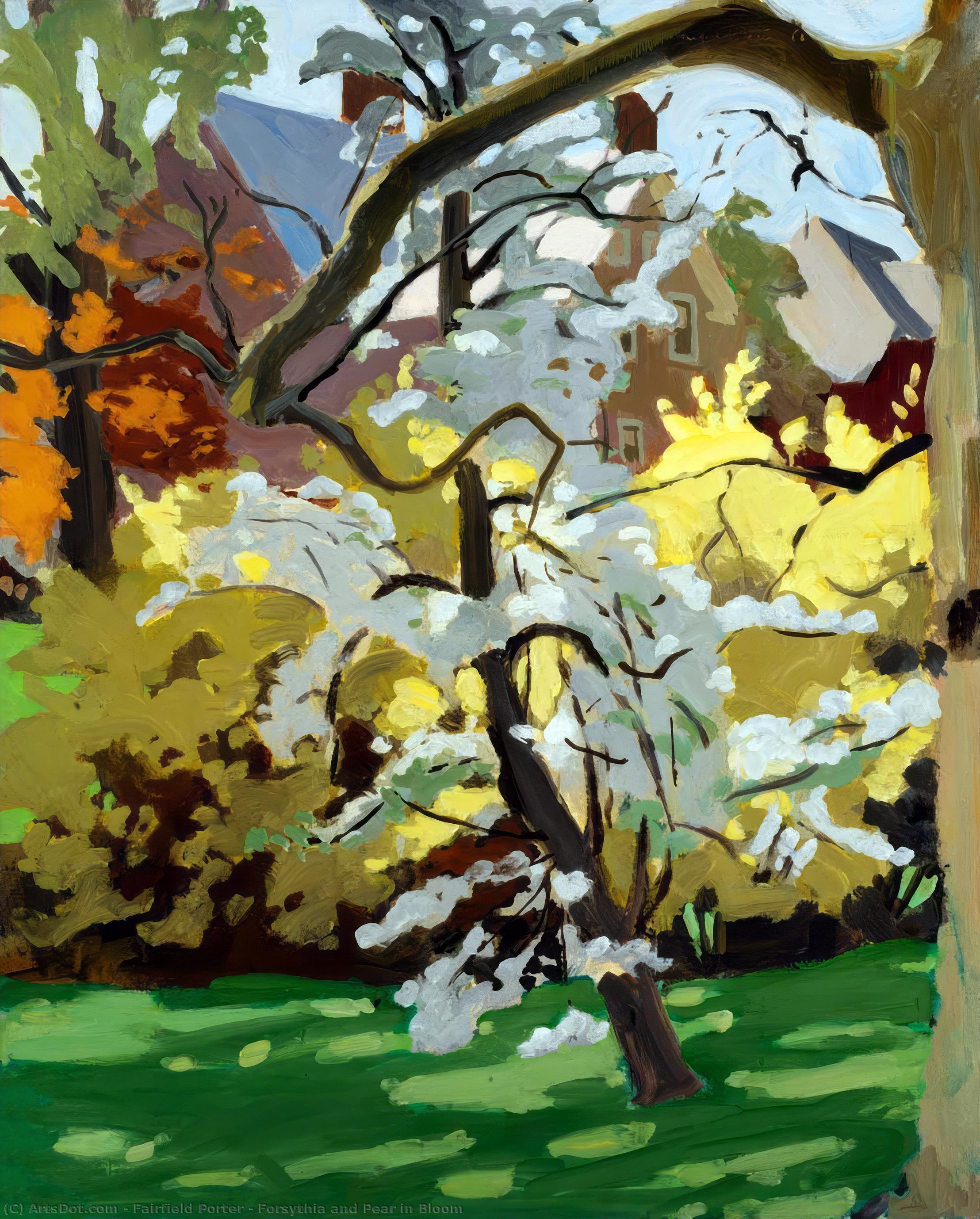 Wikioo.org - The Encyclopedia of Fine Arts - Painting, Artwork by Fairfield Porter - Forsythia and Pear in Bloom