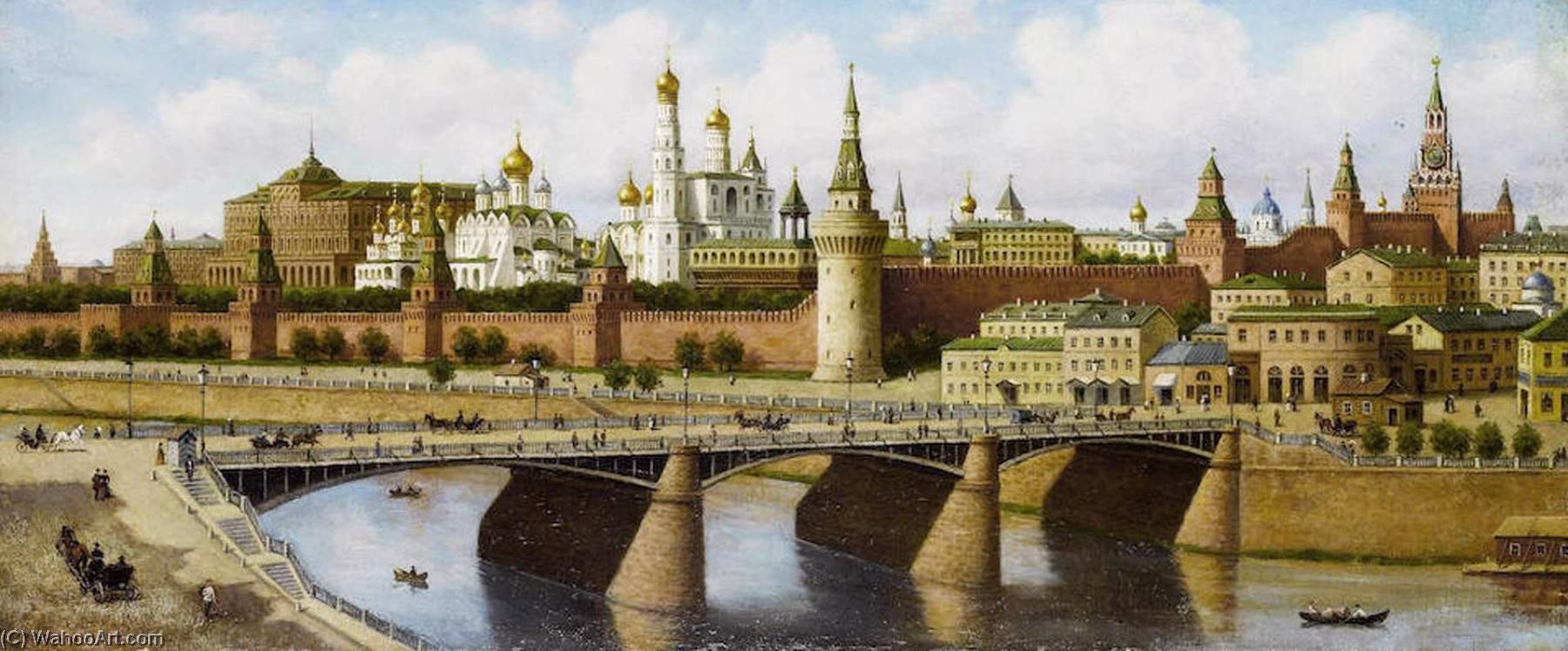 Wikioo.org - The Encyclopedia of Fine Arts - Painting, Artwork by Petr Petrovich Vereshchagin - View of the Kremlin from the Moskvoretsky Bridge