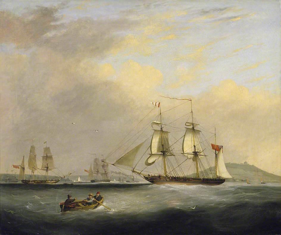 Wikioo.org - The Encyclopedia of Fine Arts - Painting, Artwork by Nicholas Matthew Condy - HM Packet Brig 'Sheldrake', Lieutenant Passingham Entering Falmouth Harbour