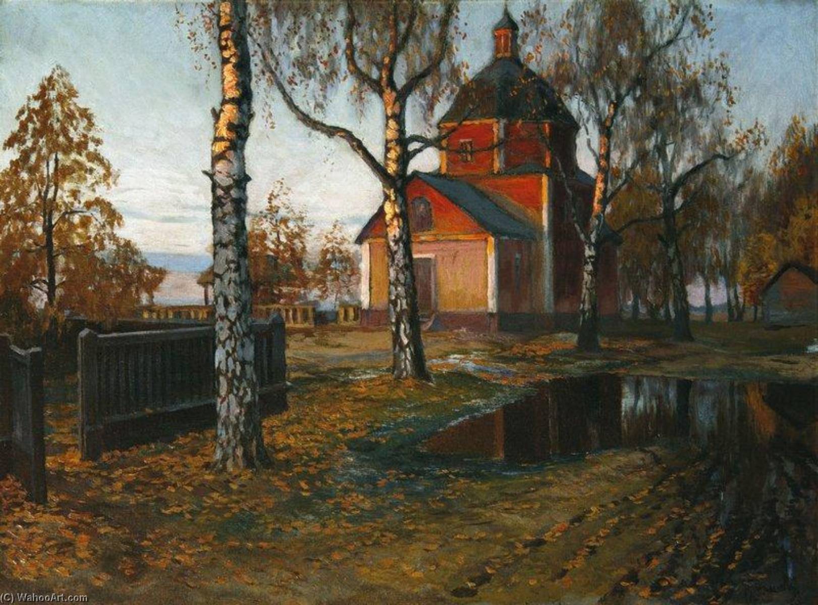 Wikioo.org - The Encyclopedia of Fine Arts - Painting, Artwork by Mikhail Germashev - Landscape with Church