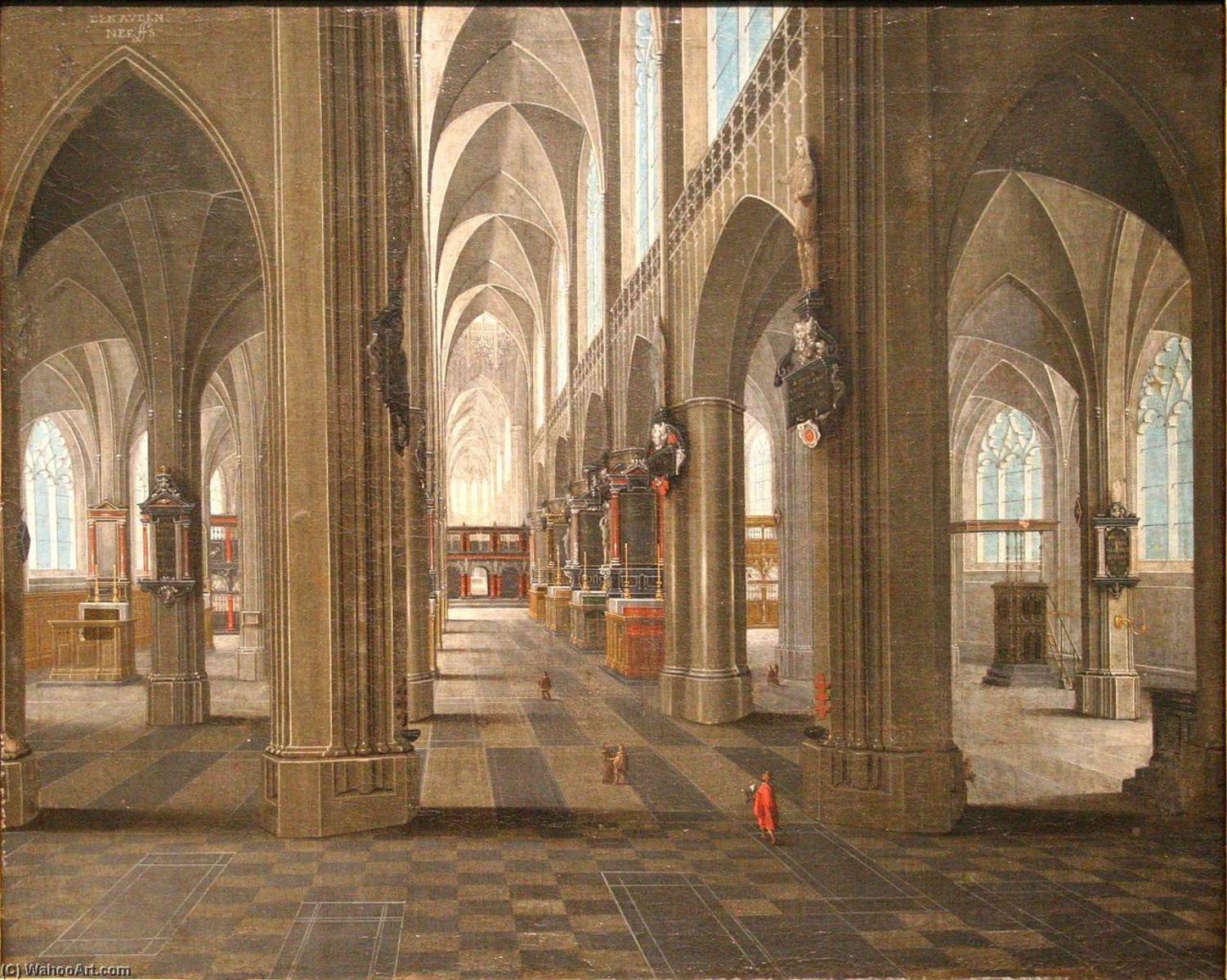 Wikioo.org - The Encyclopedia of Fine Arts - Painting, Artwork by Pieter Neefs The Elder - Interior of the Notre Dame Cathedral in Anvers