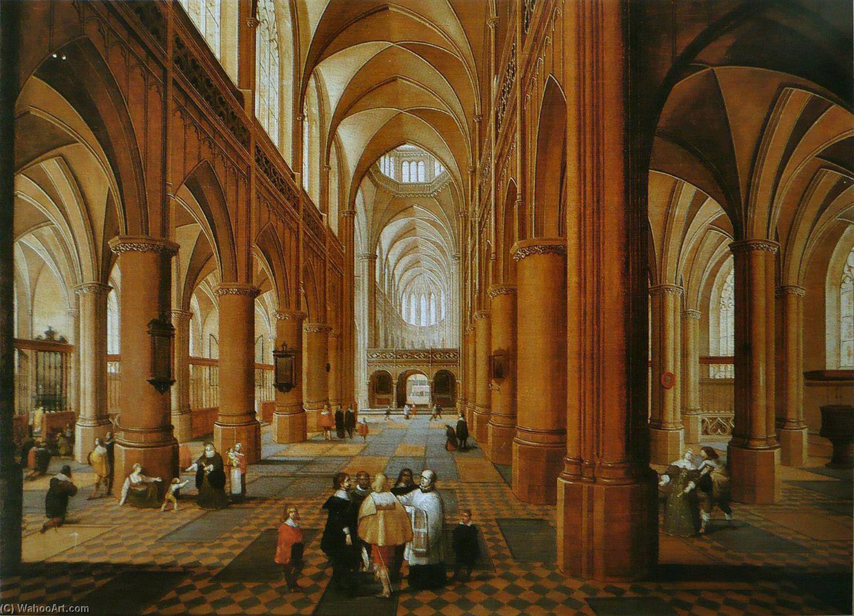 Wikioo.org – La Enciclopedia de las Bellas Artes - Pintura, Obras de arte de Pieter Neefs The Elder - interior de una gótico  iglesia