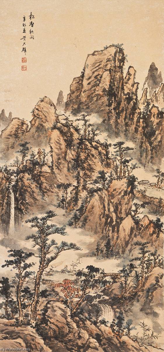 Wikioo.org - Encyklopedia Sztuk Pięknych - Malarstwo, Grafika Huang Junbi - AUTUMN MOUNTAIN LANDSCAPE