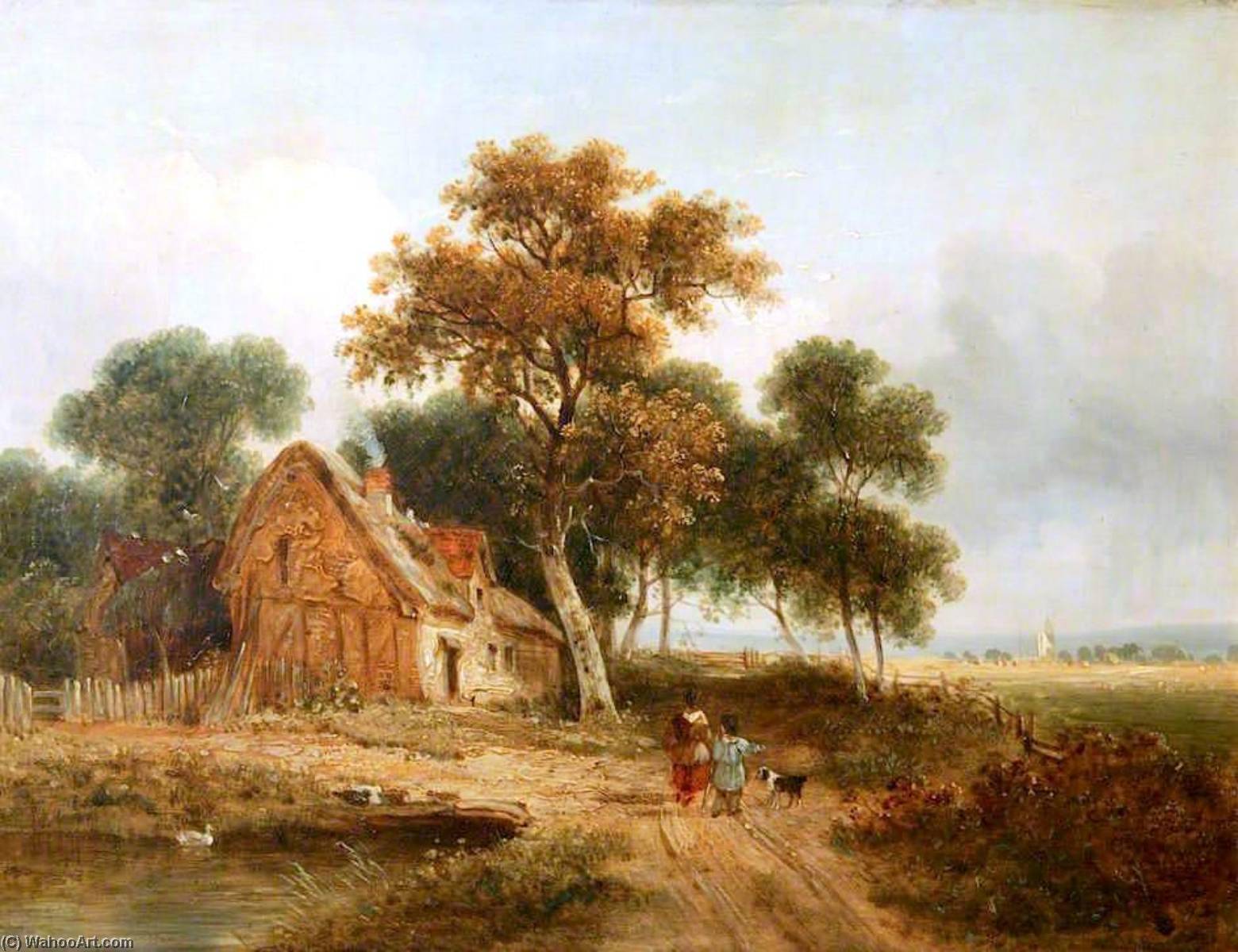 Wikioo.org - The Encyclopedia of Fine Arts - Painting, Artwork by Samuel David Colkett - Farmhouse with Pond