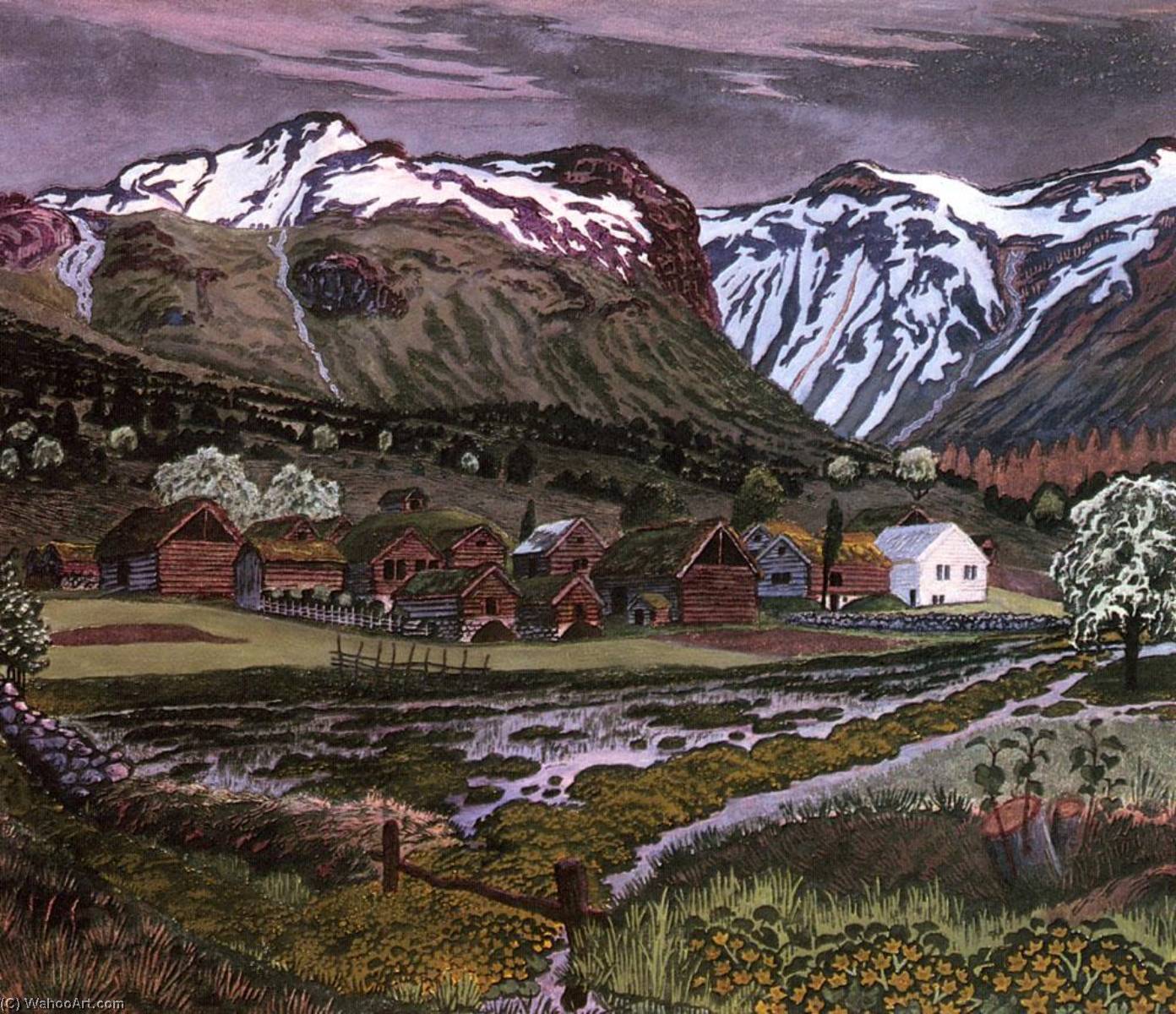 Wikioo.org - Bách khoa toàn thư về mỹ thuật - Vẽ tranh, Tác phẩm nghệ thuật Nikolai Astrup - Marigold Night (also known as Soleienatt)
