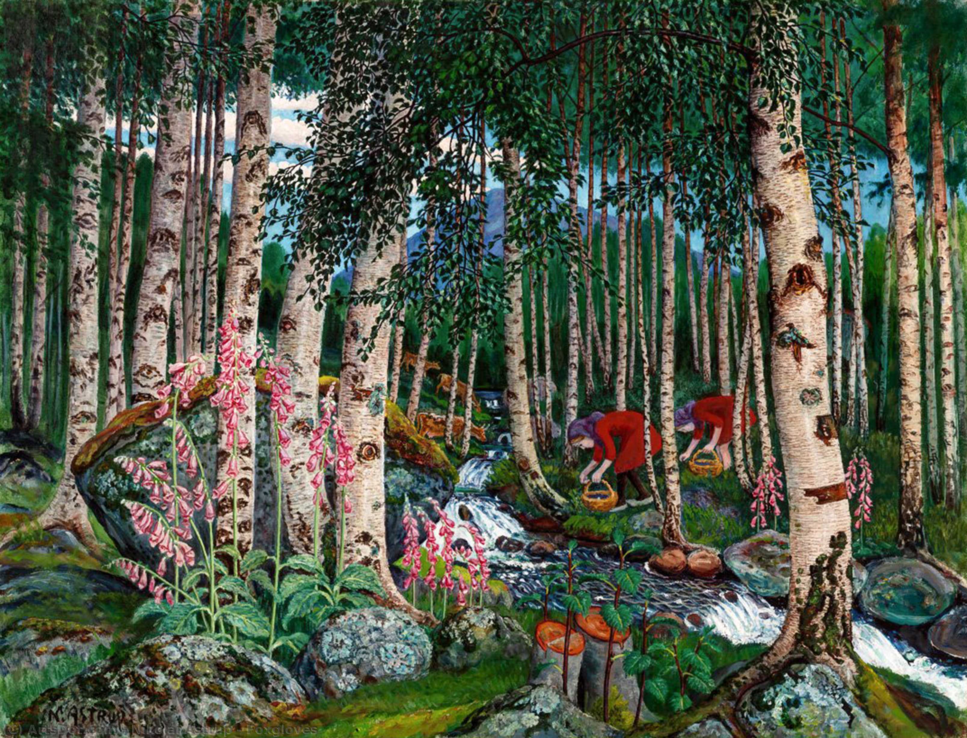 WikiOO.org - אנציקלופדיה לאמנויות יפות - ציור, יצירות אמנות Nikolai Astrup - Foxgloves