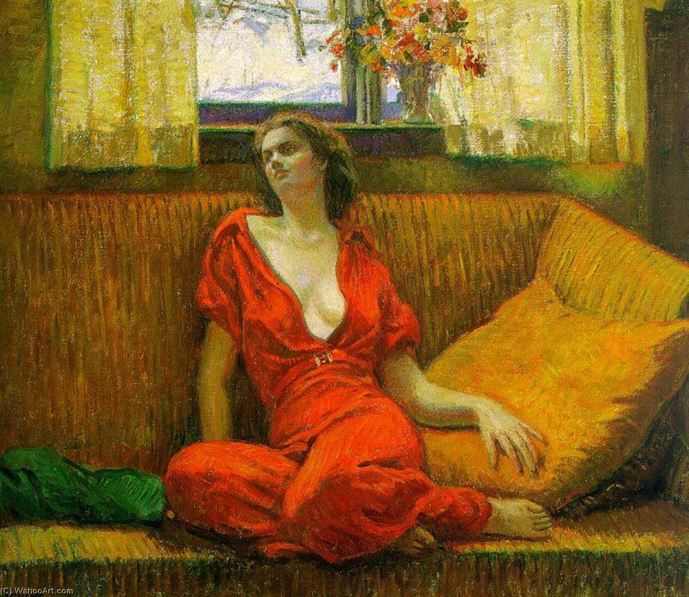 Wikioo.org – L'Encyclopédie des Beaux Arts - Peinture, Oeuvre de Wilson Henry Irvine - ldame en rouge