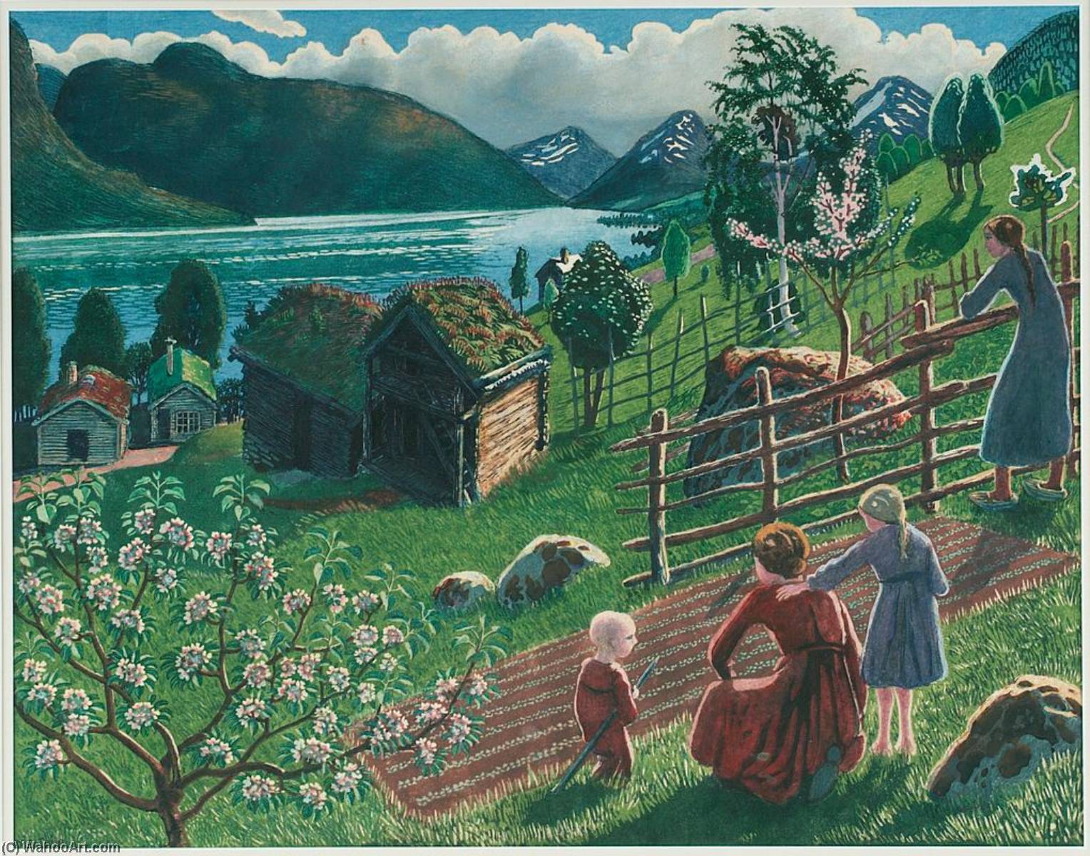 Wikioo.org - The Encyclopedia of Fine Arts - Painting, Artwork by Nikolai Astrup - Growing Weather in Sandalstrand