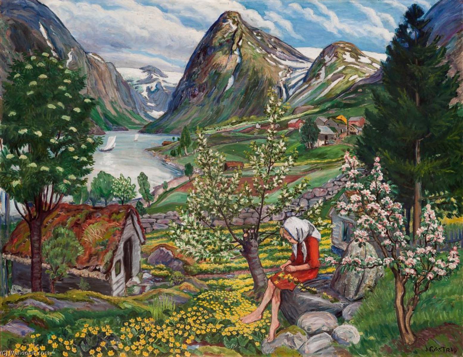 Wikioo.org - The Encyclopedia of Fine Arts - Painting, Artwork by Nikolai Astrup - Kari Motif from Sunde