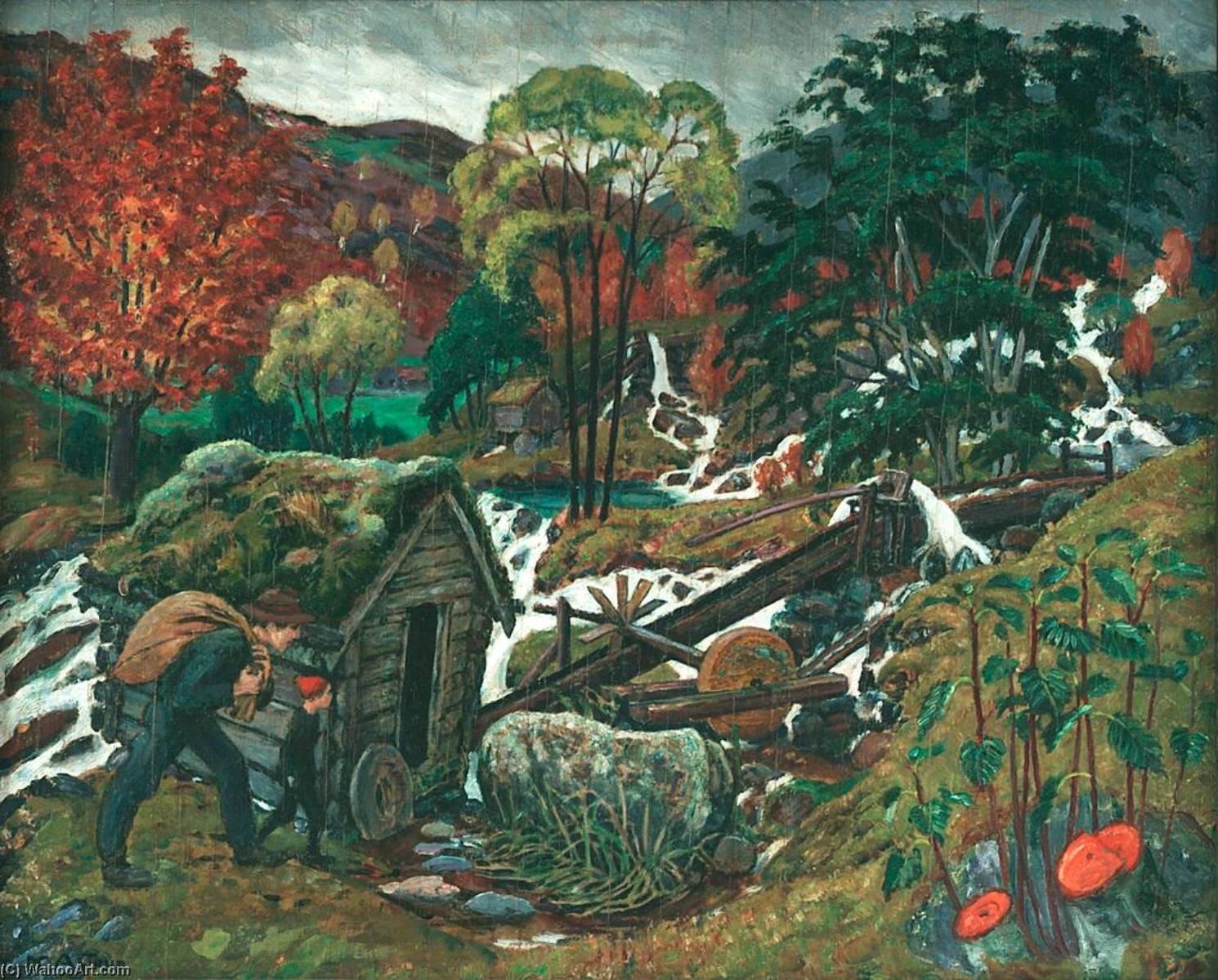 Wikioo.org - The Encyclopedia of Fine Arts - Painting, Artwork by Nikolai Astrup - Going to the Mill