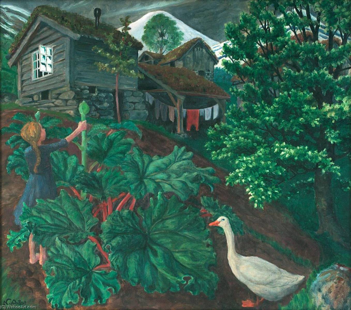Wikioo.org - The Encyclopedia of Fine Arts - Painting, Artwork by Nikolai Astrup - The Goose