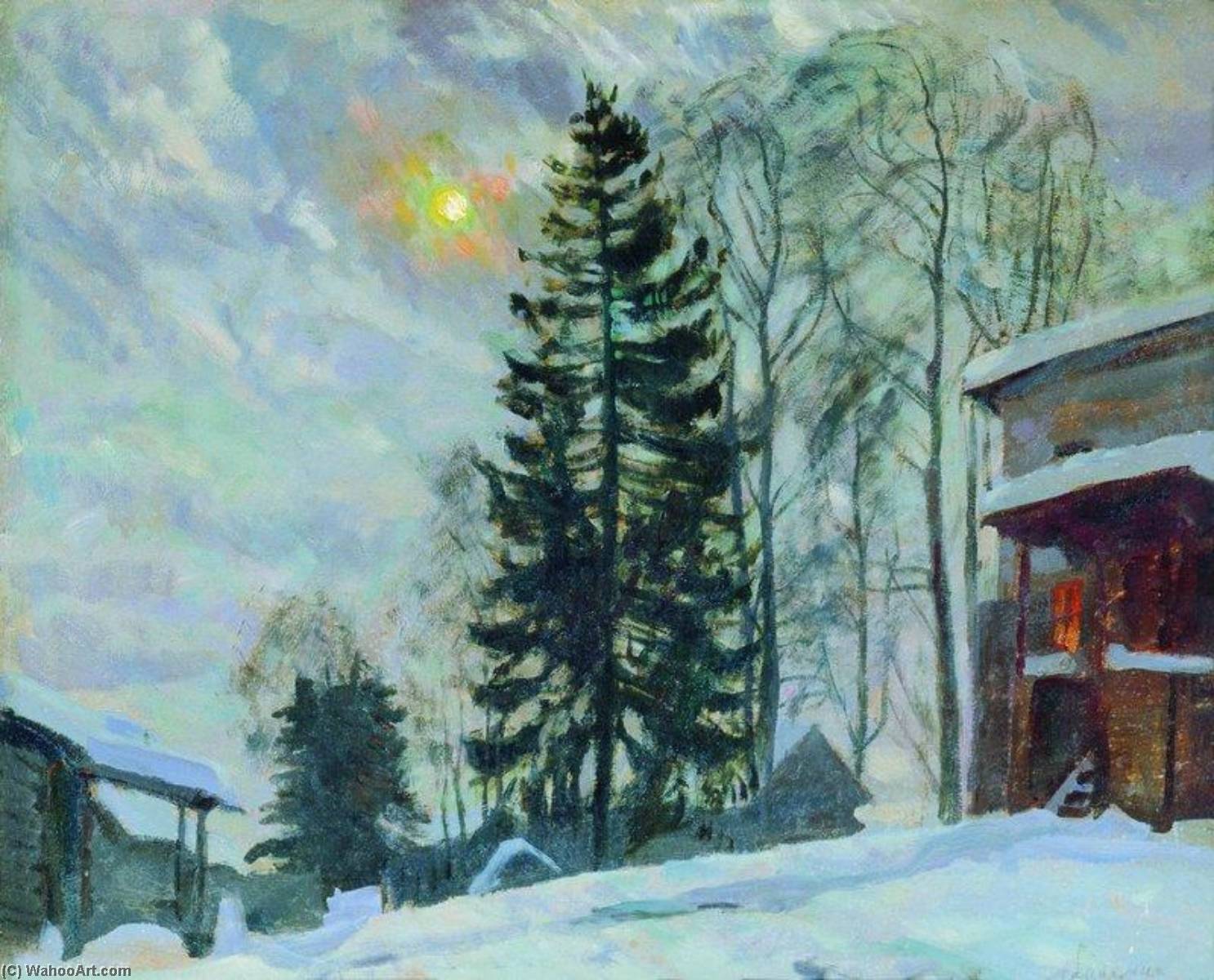 Wikioo.org - The Encyclopedia of Fine Arts - Painting, Artwork by Stanislav Zhukovsky - Mansion in Winter