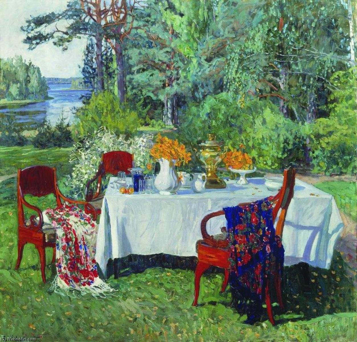 Wikioo.org - The Encyclopedia of Fine Arts - Painting, Artwork by Stanislav Zhukovsky - In Front of the Terrace