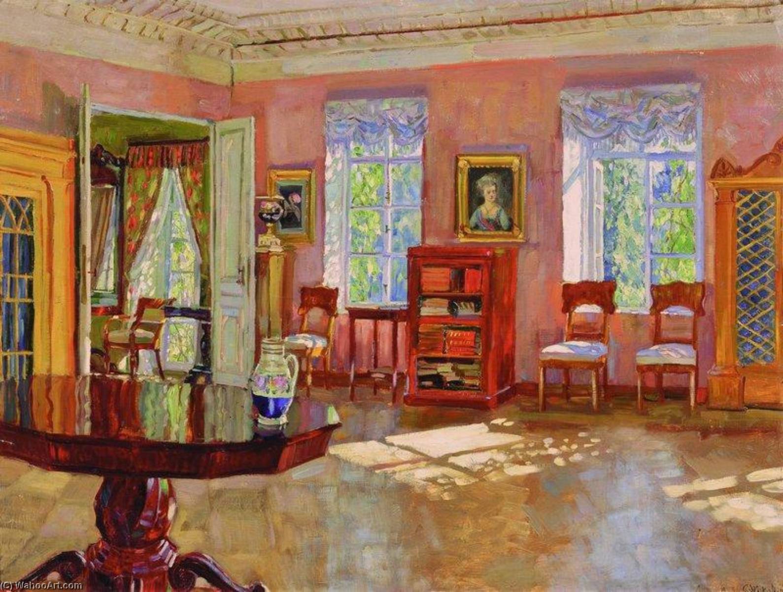 Wikioo.org - The Encyclopedia of Fine Arts - Painting, Artwork by Stanislav Zhukovsky - Interior of a Library