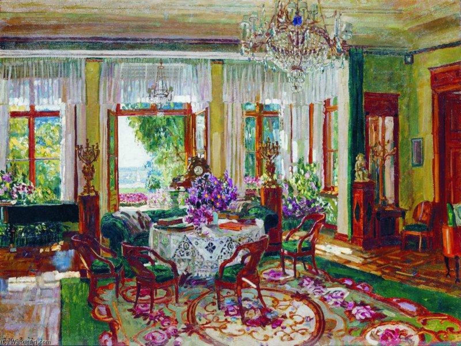 Wikioo.org - The Encyclopedia of Fine Arts - Painting, Artwork by Stanislav Zhukovsky - Interior of a Salon in Brasovo