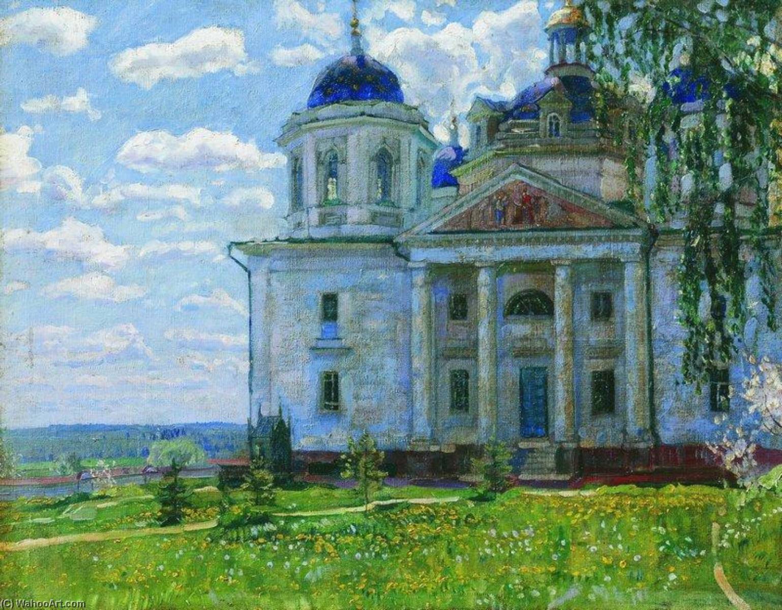 Wikioo.org - The Encyclopedia of Fine Arts - Painting, Artwork by Stanislav Zhukovsky - Landscape with a Church