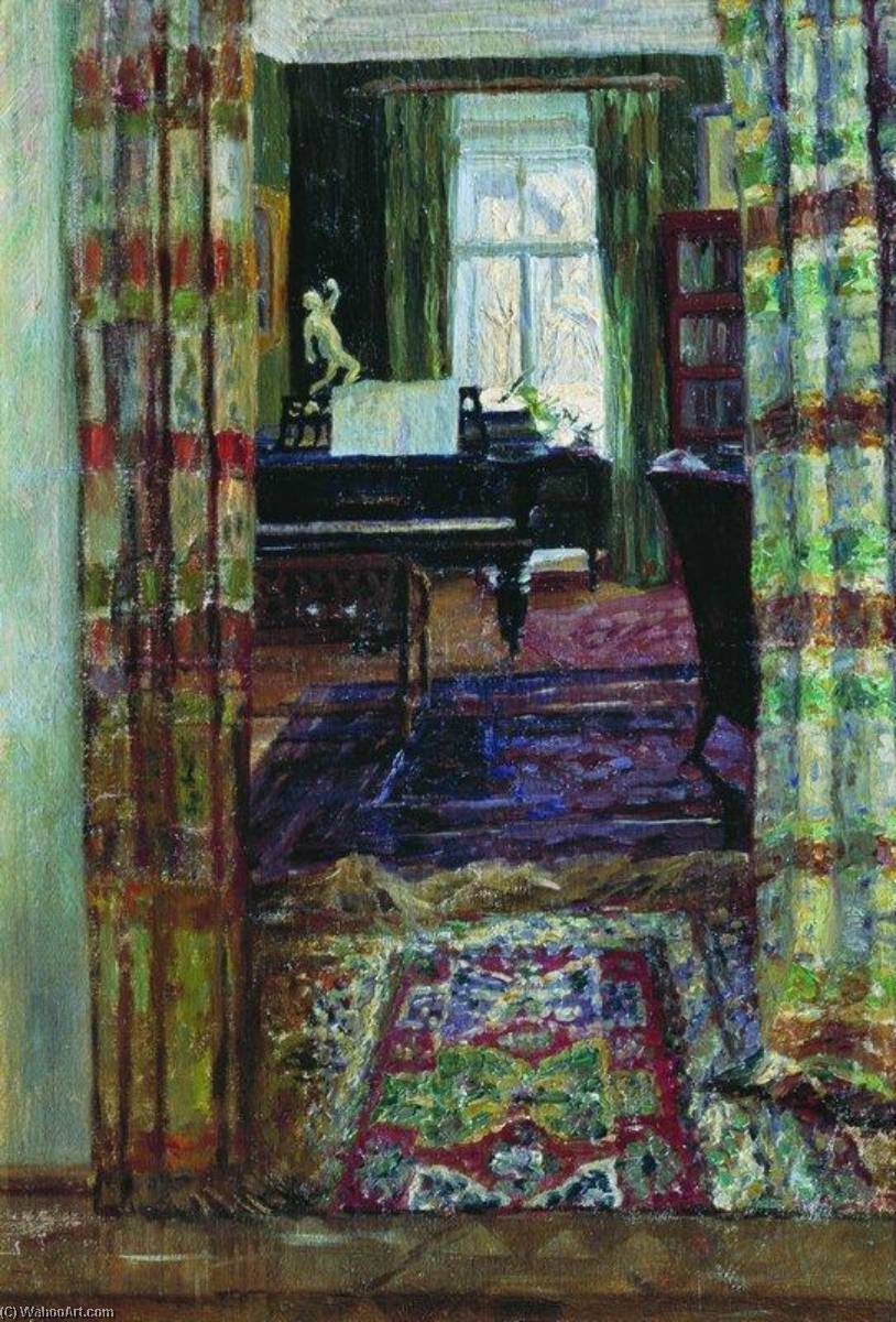 WikiOO.org - Güzel Sanatlar Ansiklopedisi - Resim, Resimler Stanislav Zhukovsky - Interior with a Piano