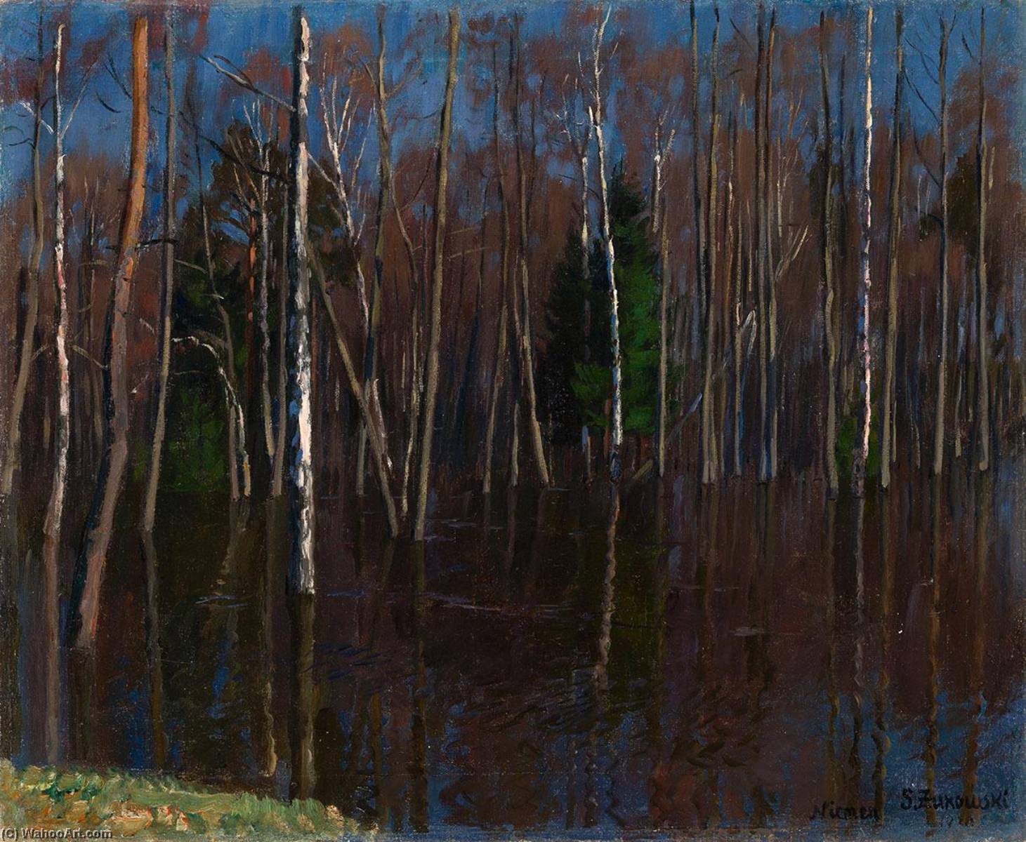 Wikioo.org – La Enciclopedia de las Bellas Artes - Pintura, Obras de arte de Stanislav Zhukovsky - Inundación de los Neiman Río