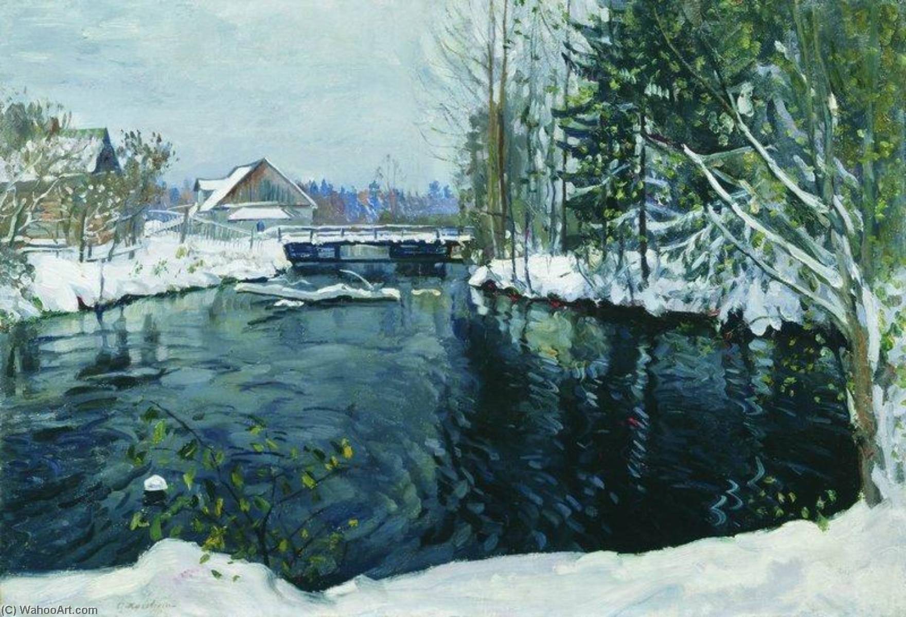 Wikioo.org - The Encyclopedia of Fine Arts - Painting, Artwork by Stanislav Zhukovsky - The First Snow