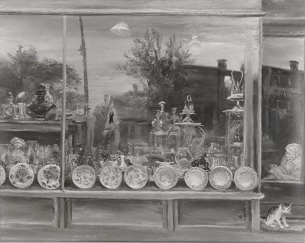 WikiOO.org - Encyclopedia of Fine Arts - Maalaus, taideteos Aaron Bohrod - Reflections on a Shop Window