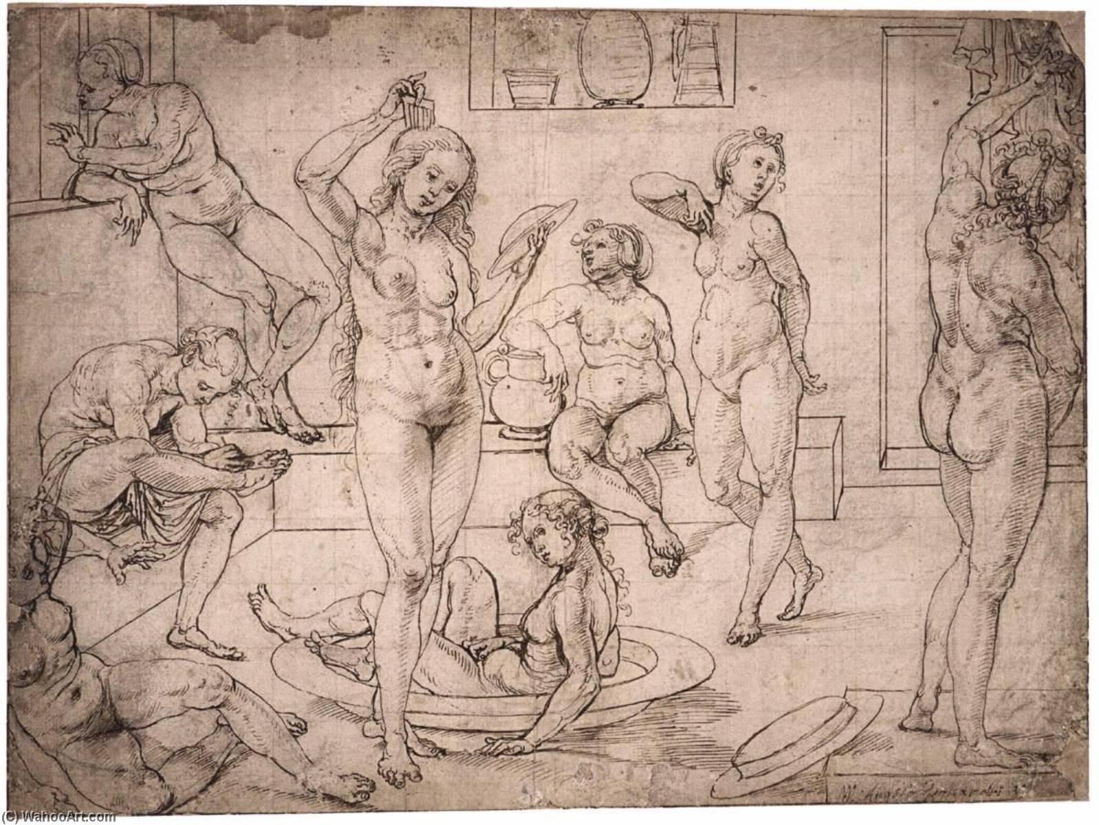 Wikioo.org - The Encyclopedia of Fine Arts - Painting, Artwork by Jan Gossart - A Women's Bath