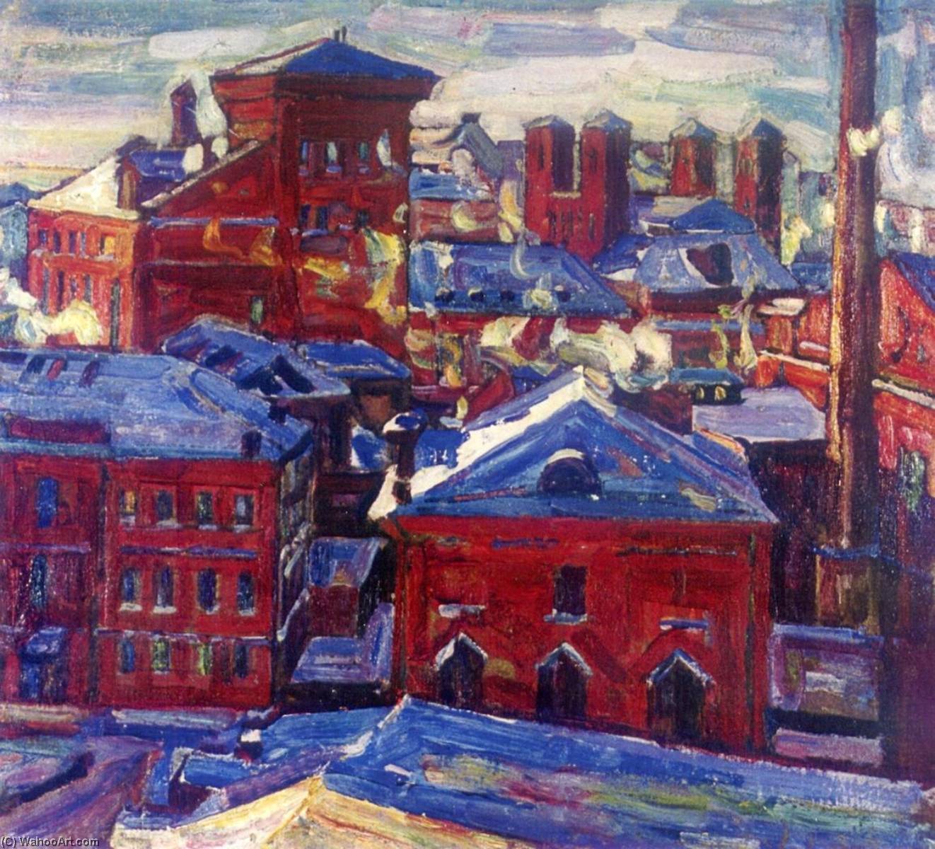 Wikioo.org - The Encyclopedia of Fine Arts - Painting, Artwork by Abraham Manievich - Moscow, View Toward the Factory