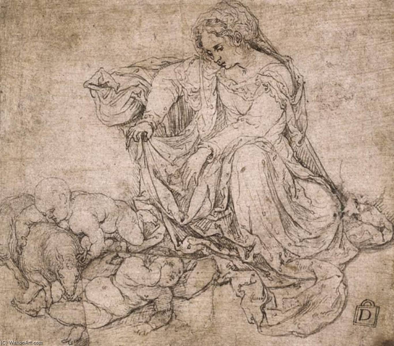 Wikioo.org – L'Enciclopedia delle Belle Arti - Pittura, Opere di Jan Gossart - madonna col bambino con san Giovanni  dopodomani  battista