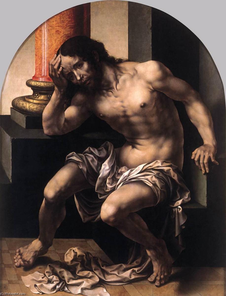Wikioo.org – L'Encyclopédie des Beaux Arts - Peinture, Oeuvre de Jan Gossart - christ sur au  du froid  pierre