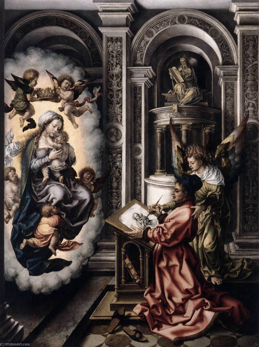Wikioo.org - Bách khoa toàn thư về mỹ thuật - Vẽ tranh, Tác phẩm nghệ thuật Jan Gossart - St Luke Drawing the Virgin