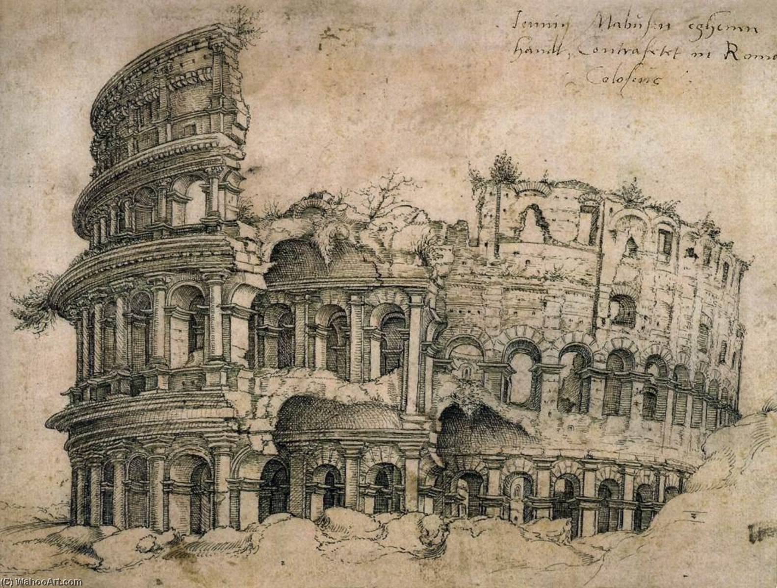 Wikioo.org - The Encyclopedia of Fine Arts - Painting, Artwork by Jan Gossart - View of the Colosseum Seen from the West