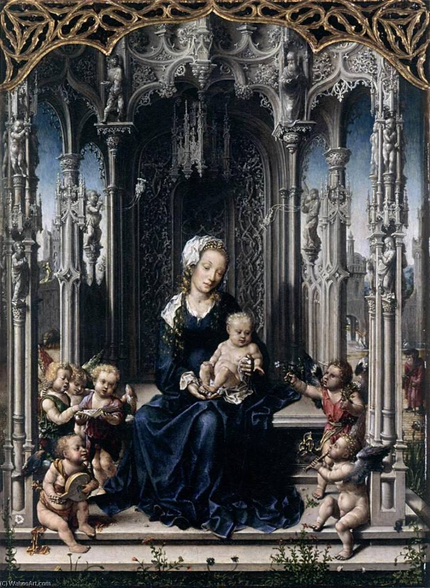 Wikioo.org - The Encyclopedia of Fine Arts - Painting, Artwork by Jan Gossart - Virgin and Child with Musical Angels
