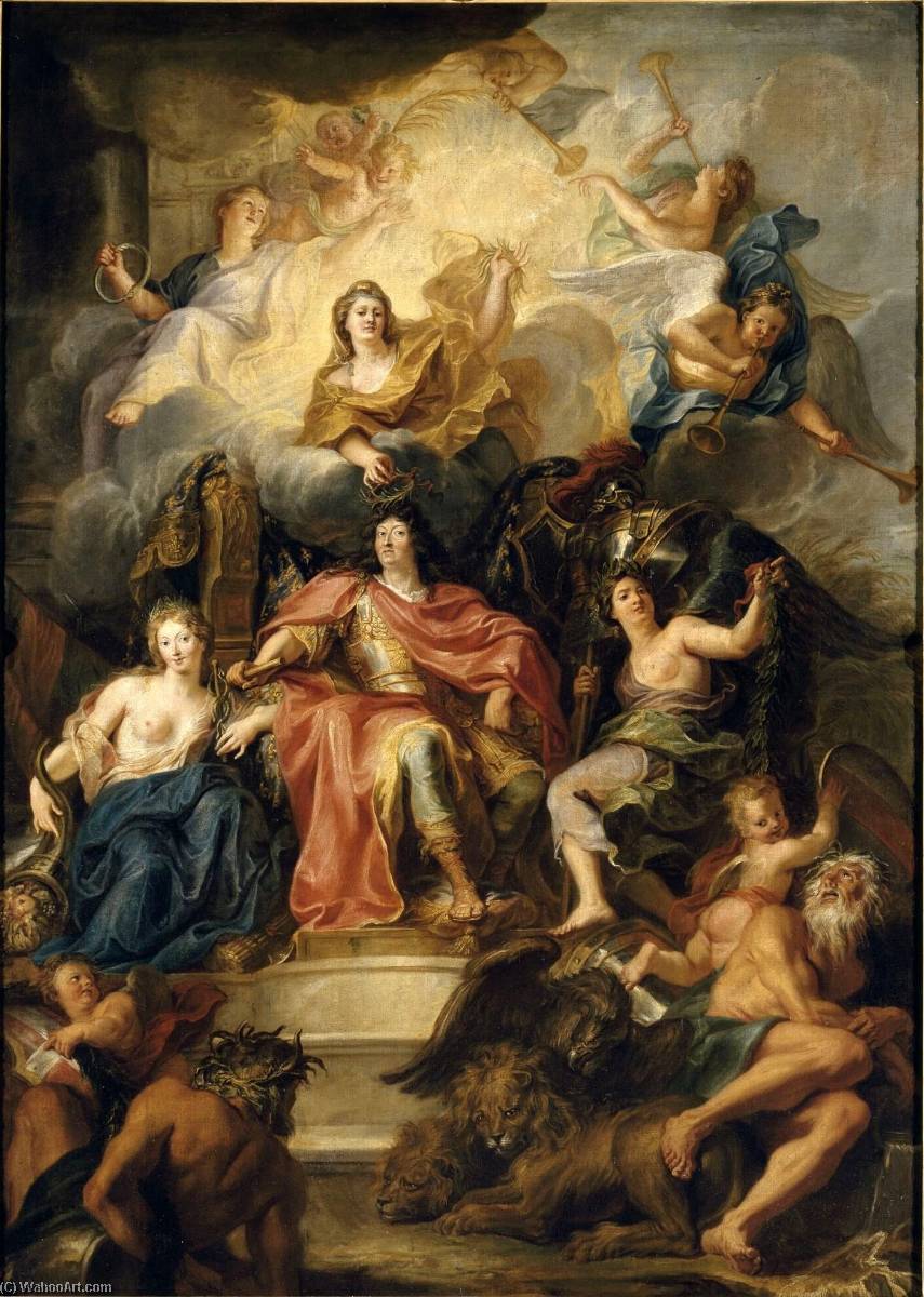 WikiOO.org - Εγκυκλοπαίδεια Καλών Τεχνών - Ζωγραφική, έργα τέχνης Antoine Coypel Ii - Louis XIV Crowned by Glory