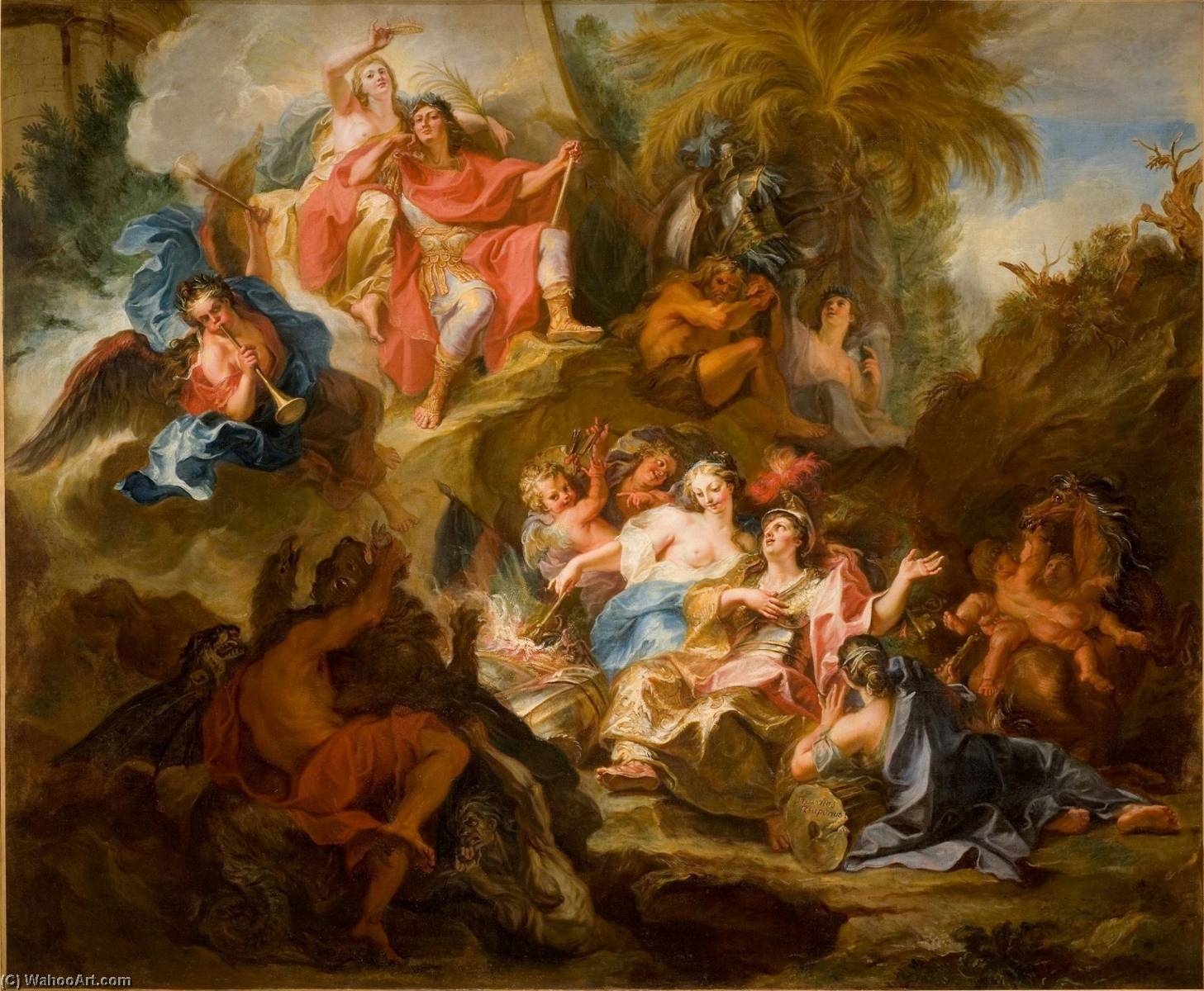 WikiOO.org - Εγκυκλοπαίδεια Καλών Τεχνών - Ζωγραφική, έργα τέχνης Antoine Coypel Ii - Louis XIV Resting on the Breast of Glory after the Peace of Nimegue