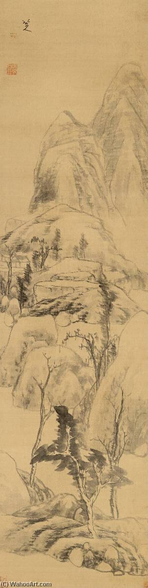 Wikioo.org - The Encyclopedia of Fine Arts - Painting, Artwork by Bada Shanren - Landscape in the style of Huang Gongwang, (1269 1354)