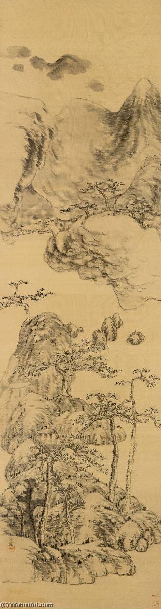 Wikoo.org - موسوعة الفنون الجميلة - اللوحة، العمل الفني Bada Shanren - Landscape in the style of Wu Zhen, (1280 1354)