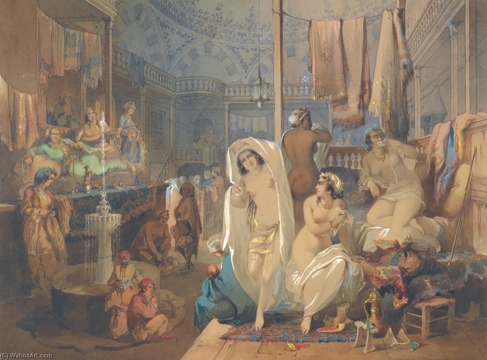 Wikioo.org – La Enciclopedia de las Bellas Artes - Pintura, Obras de arte de Count Amadeo Preziosi - en el Baño de vapor
