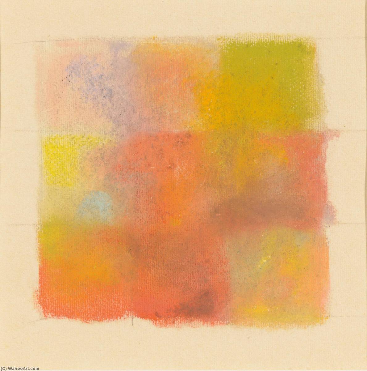 Wikioo.org – L'Enciclopedia delle Belle Arti - Pittura, Opere di Augusto Giacometti - Abstraktion in arancione , gelb und grün farbstudie mit neun feldern